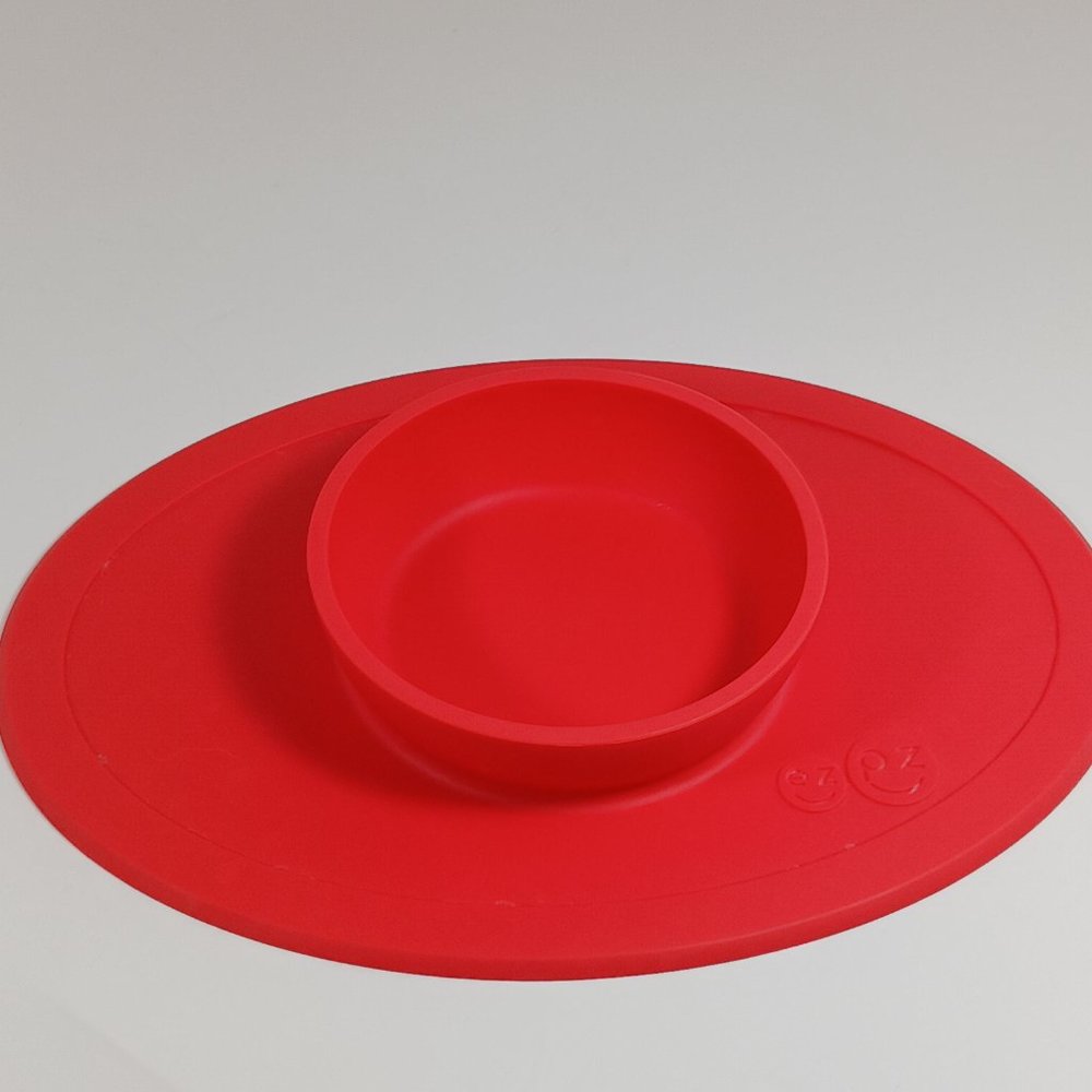 ezpz Tiny Bowl Natural Silicone Red Baby Dish for Highchair Dishwasher Safe 9"